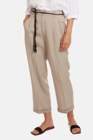 Beige La Martina Regular-fit Lyocell Women Trousers USA | QGL-4659