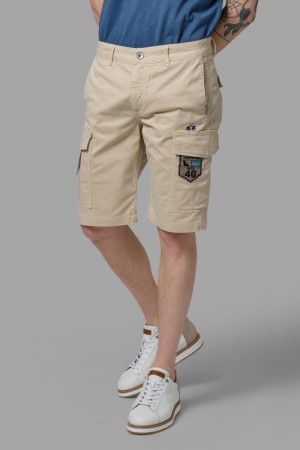 Beige La Martina Regular-fit Stretch Cotton Men Bermuda Shorts USA | EJJ-0281