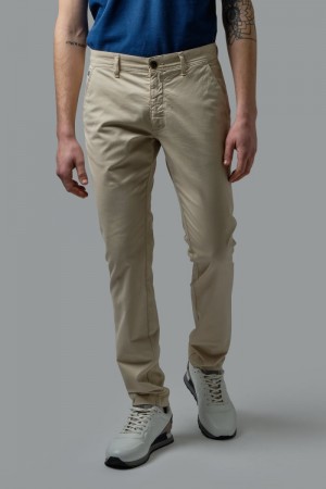 Beige La Martina Slim-fit Stretch Cotton Men Trousers USA | FBD-8188