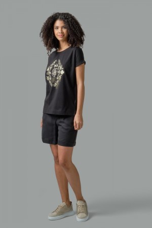 Black La Martina Regular-fit 100% Cotton Women T Shirts USA | FGQ-2617