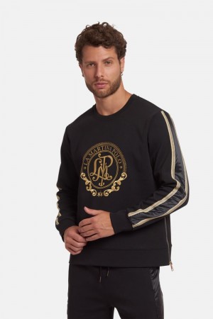 Black La Martina Regular-fit Brushed Cotton Men Sweatshirt USA | QNC-7581