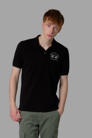 Black La Martina Regular-fit Men Polo Shirt USA | IGP-3888