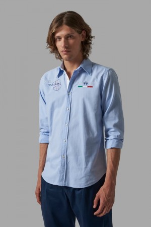 Blue La Martina Regular-fit 100% Cotton Men Shirts USA | ICP-0105