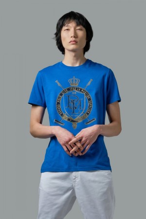 Blue La Martina Regular-fit Cotton Men T Shirts USA | DFP-6807