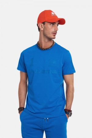 Blue La Martina Regular-fit Cotton Men T Shirts USA | CRS-7700