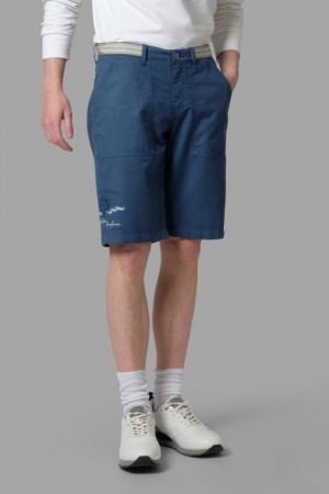 Blue La Martina Regular-fit Linen-blend Men Bermuda Shorts USA | FWA-9018