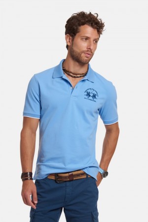 Blue La Martina Short-sleeved Regular Fit Men Polo Shirt USA | JXI-5021