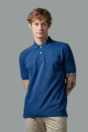 Blue La Martina Short-sleeved Regular-fit Cotton Men Polo Shirt USA | OEX-7619