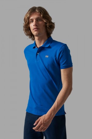 Blue La Martina Slim-fit Men Polo Shirt USA | XJA-2016