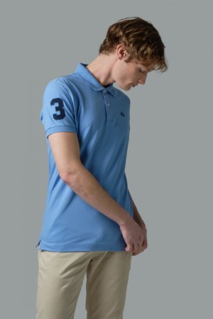 Blue La Martina Slim-fit Stretch Piqué Men Polo Shirt USA | TUU-1352