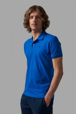 Blue La Martina Slim-fit Stretch Piqué Men Polo Shirt USA | EJQ-3502