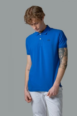 Blue La Martina Slim-fit Stretch Piqué Men Polo Shirt USA | ZLG-3435