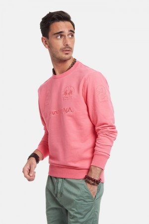 Coral La Martina Regular-fit Brushed Cotton Men Sweatshirt USA | TQJ-0890