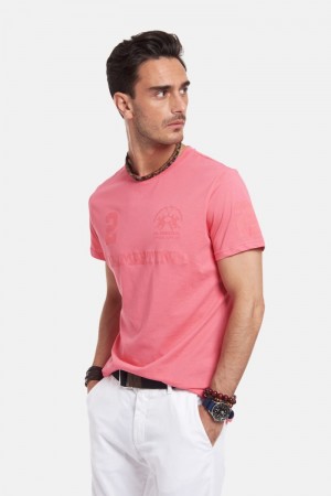 Coral La Martina Regular-fit Cotton Men T Shirts USA | ZEZ-8060