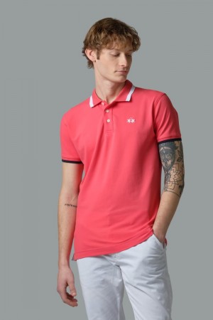 Coral La Martina Slim-fit Stretch Piqué Men Polo Shirt USA | BQS-8324