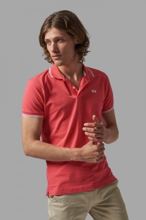 Coral La Martina Slim-fit Stretch Piqué Men Polo Shirt USA | LPD-1450