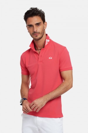 Coral La Martina Slim-fit Stretch Piqué Men Polo Shirt USA | JFO-9245