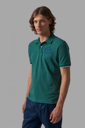 Green La Martina Short-sleeved Regular Fit Men Polo Shirt USA | RJZ-4289