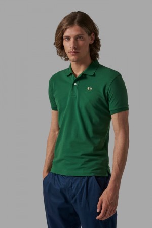 Green La Martina Slim-fit Men Polo Shirt USA | BNV-0737