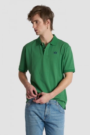 Green La Martina Slim-fit Stretch Piqué Men Polo Shirt USA | UJA-8745