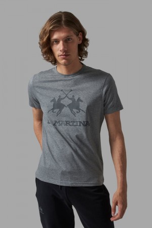 Grey La Martina Regular-fit Men T Shirts USA | AZO-6025