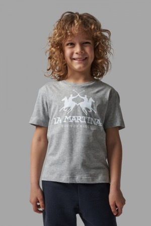 Grey / White La Martina Classic Cotton Kids T Shirts USA | WEO-9469