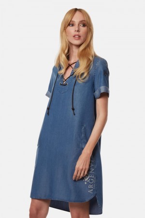 Indigo La Martina Regular-fit Synthetic Fibre Women Shirt Dress USA | MTN-2768