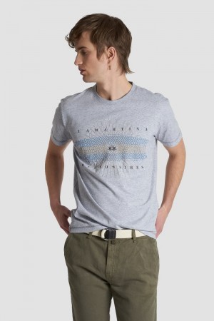 Light Grey La Martina Regular-fit Cotton Men T Shirts USA | ZQU-7538