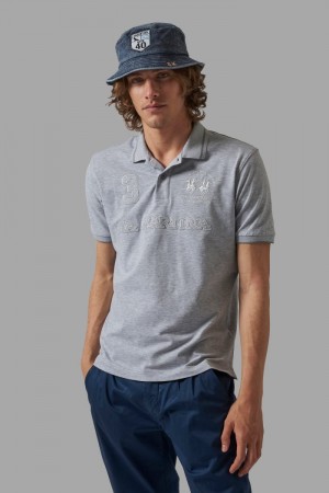 Light Grey La Martina Regular-fit Stretch Cotton Men Polo Shirt USA | RQE-5008