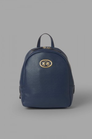 Navy La Martina Faux Leather Women Backpacks USA | GVR-3080