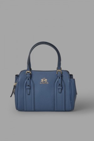 Navy La Martina Faux Leather Women Satchel Bags USA | TJM-9008