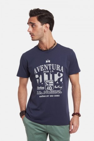 Navy La Martina Regular-fit Cotton Men T Shirts USA | YTV-8005