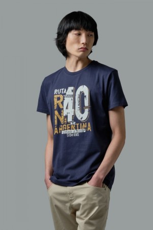 Navy La Martina Regular-fit Cotton Men T Shirts USA | ULU-7781