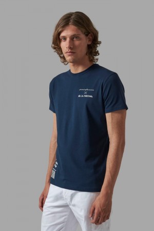 Navy La Martina Regular-fit Cotton Men T Shirts USA | LQS-1923