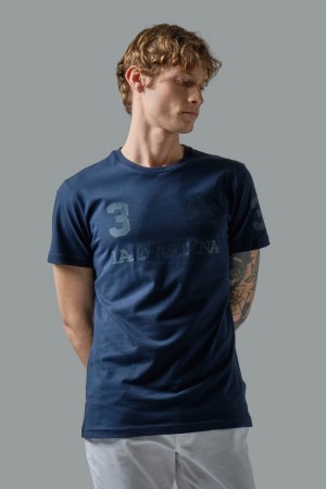 Navy La Martina Regular-fit Cotton Men T Shirts USA | CNF-6143