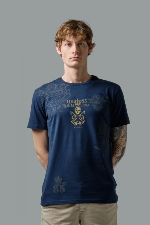 Navy La Martina Regular-fit Cotton Men T Shirts USA | UWX-0797