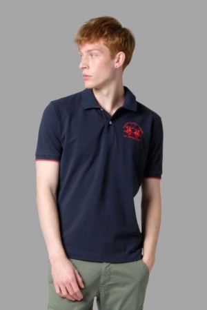 Navy La Martina Regular-fit Men Polo Shirt USA | RLE-8601