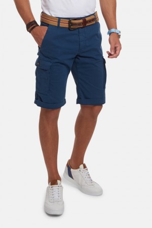 Navy La Martina Regular-fit Stretch Cotton Men Bermuda Shorts USA | VPX-0241