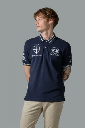 Navy La Martina Short-sleeved Regular Fit Men Polo Shirt USA | WZT-1403