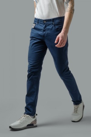 Navy La Martina Slim-fit Stretch Cotton Men Trousers USA | QPW-7481