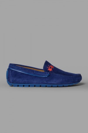 Navy La Martina Suede Men Moccasins USA | VWB-1627