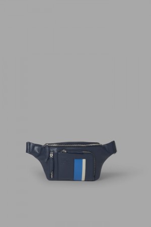 Navy La Martina Two-tone Leather Men Belt Bags USA | STC-5524