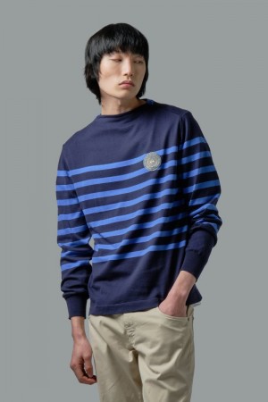 Navy / Blue La Martina Regular-fit Brushed Cotton Men Sweatshirt USA | QDC-5604