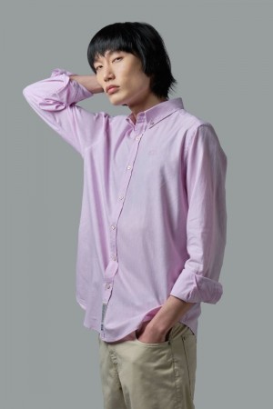 Purple La Martina Regular-fit Linen-blend Men Shirts USA | CBI-0777