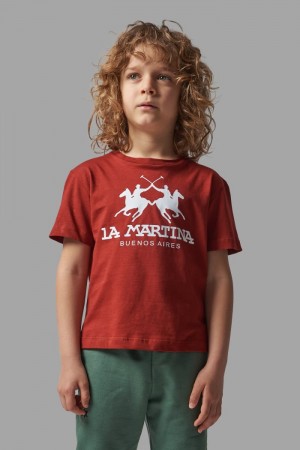 Red La Martina Classic Cotton Kids T Shirts USA | WKB-3951