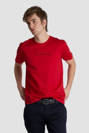 Red La Martina Regular-fit Cotton Men T Shirts USA | EXB-5558