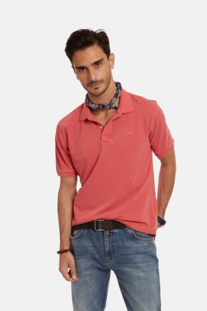 Red La Martina Short-sleeved Regular-fit Cotton Men Polo Shirt USA | XSH-2391