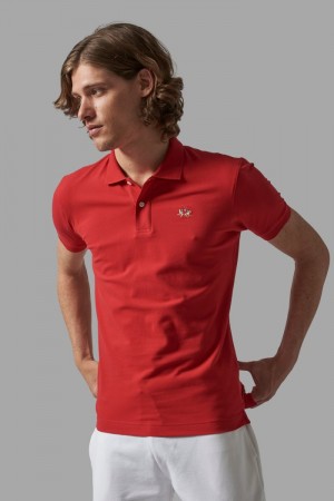 Red La Martina Slim-fit Men Polo Shirt USA | JUQ-9403