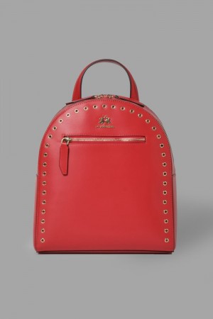 Red La Martina Stud-embellished Leather Women Backpacks USA | SJD-2113