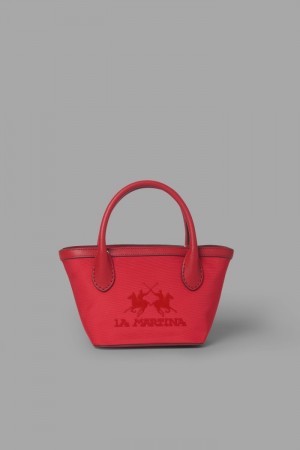 Red La Martina Two-tone Canvas Women Shopper Bag USA | IAG-1859